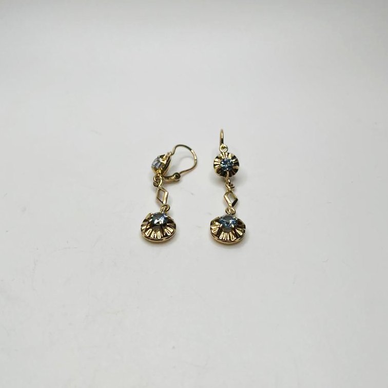 AROS EN ORO 18 KILATES CON AGUA MARINA