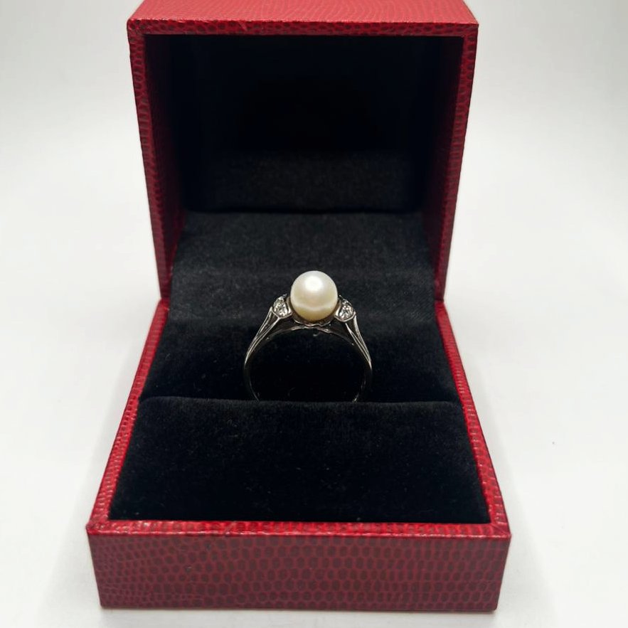 ANILLO EN ORO BLANCO 14K CON PERLA