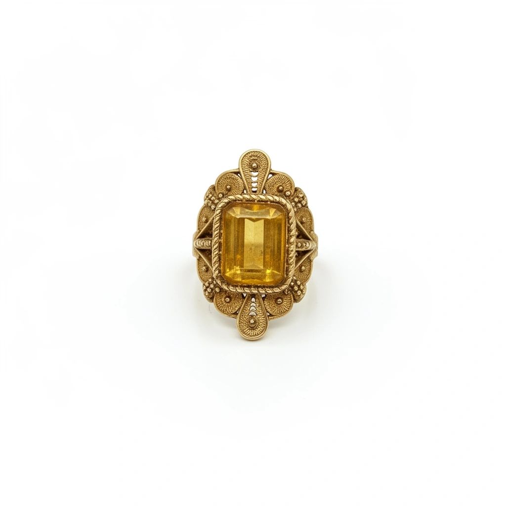 ANILLO DE ORO 18K TIPO CARRETON CON TOPACIO AMARILLO