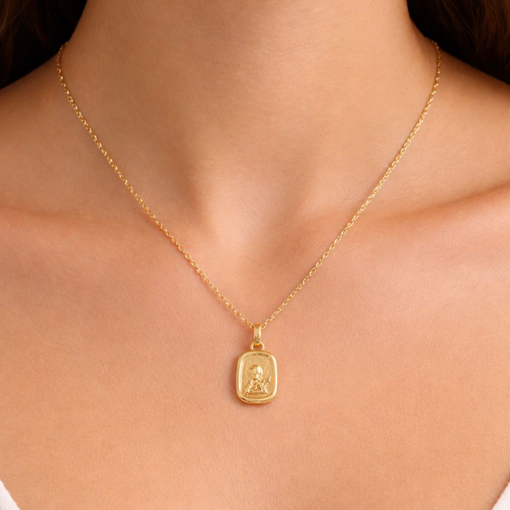 COMBO CADENA Y DIJE ÁNGEL DE LA GUARDA EN ORO 18K