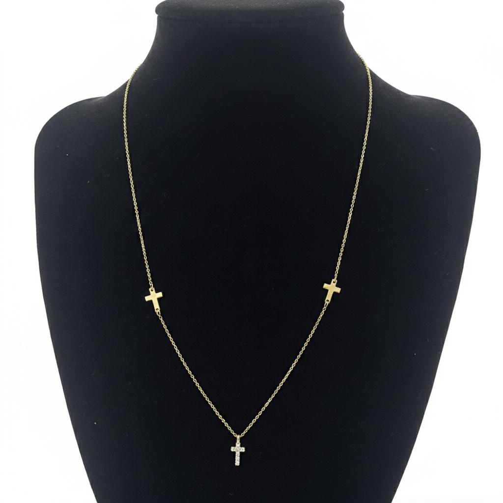 CADENA EN ORO 18K CON CRUCES