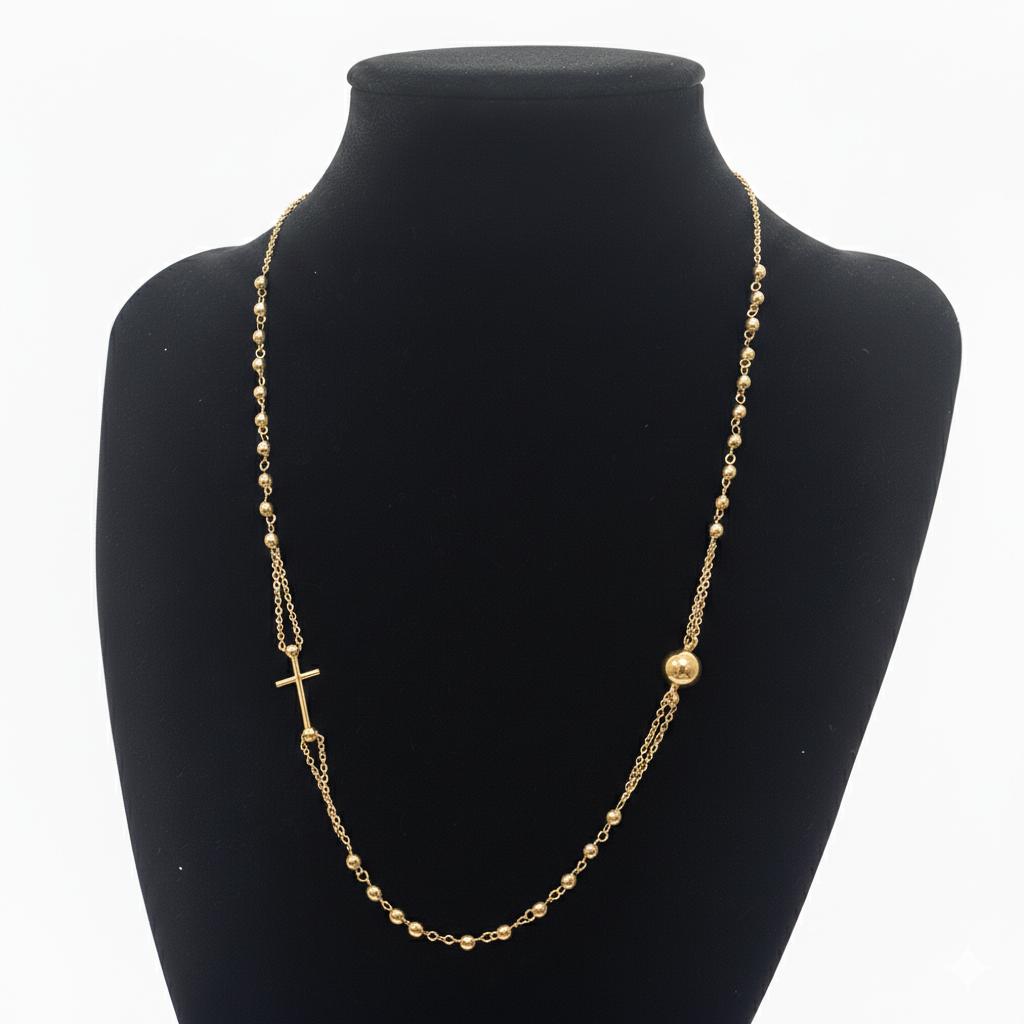 CADENA EN ORO 18K TIPO DENARIO CON CRUZ