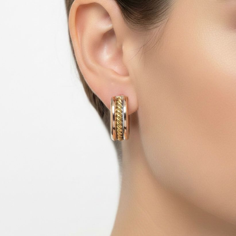 ARO TIPO ARGOLLA TRICOLOR EN ORO 18K