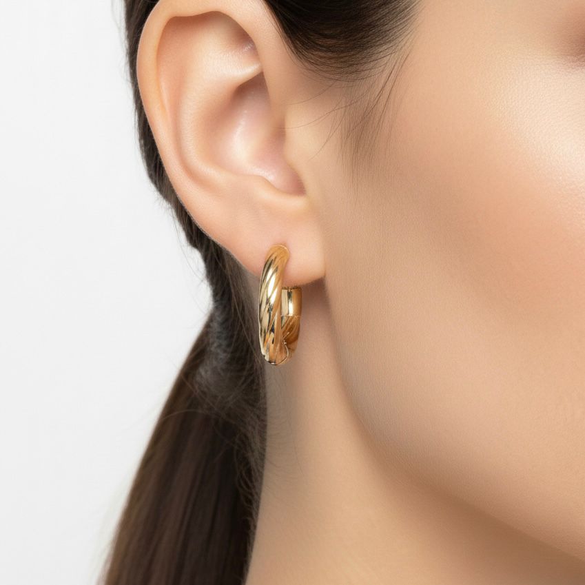 ARO TIPO ARGOLLA TORZADO EN ORO 18K