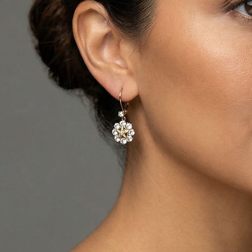 ARO EN ORO 18 KILATES TIPO RACIMO CON ESTRELLA