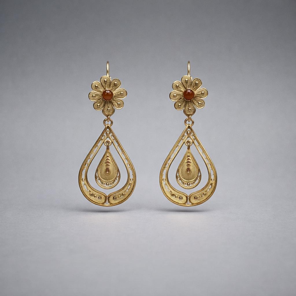 ARO COLGANTE ESTILO FILIGRANA EN ORO 18K NACIONAL