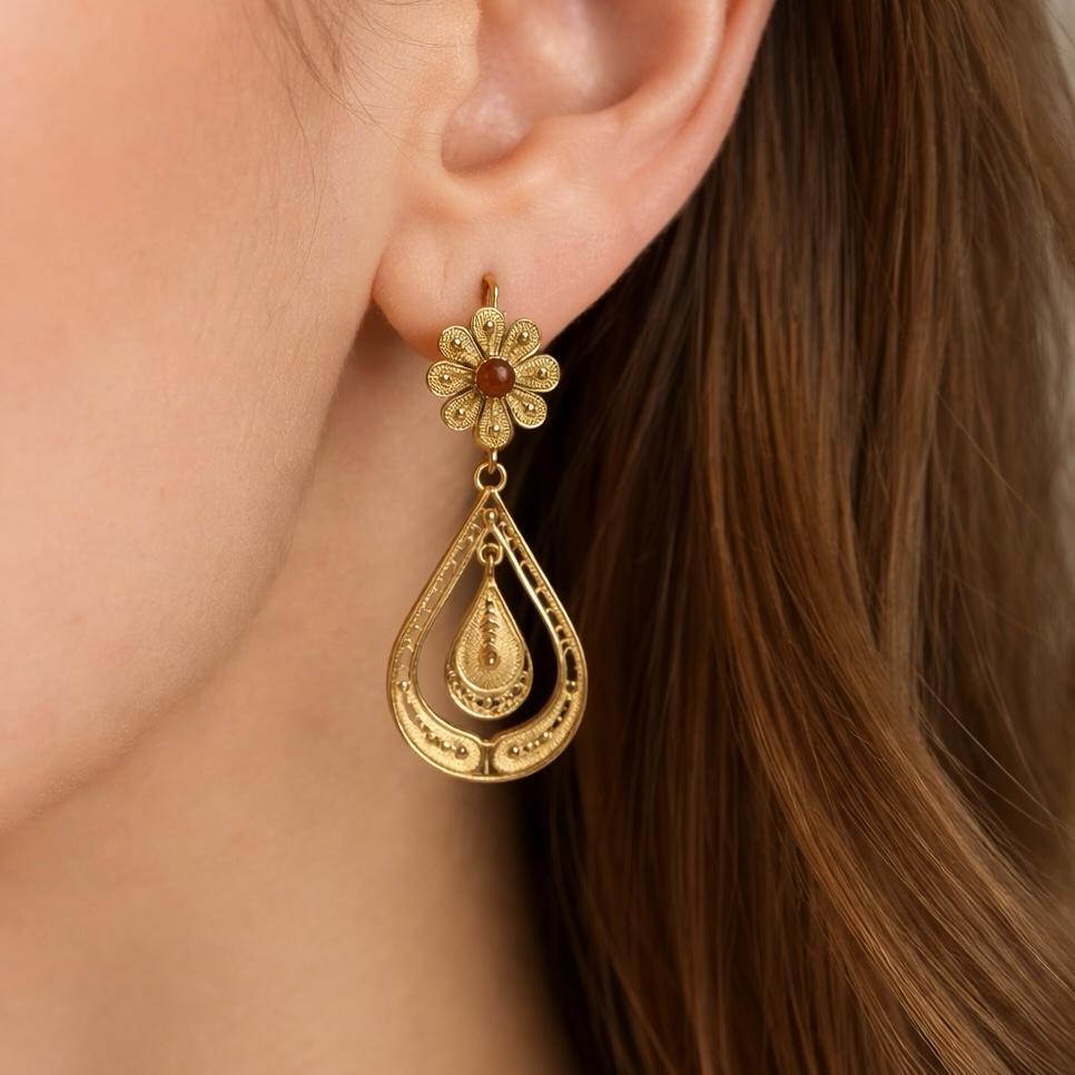 ARO COLGANTE ESTILO FILIGRANA EN ORO 18K NACIONAL