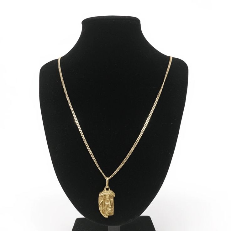 Combo cadena de oro 18K importada italiana con dije rostro de Jesús