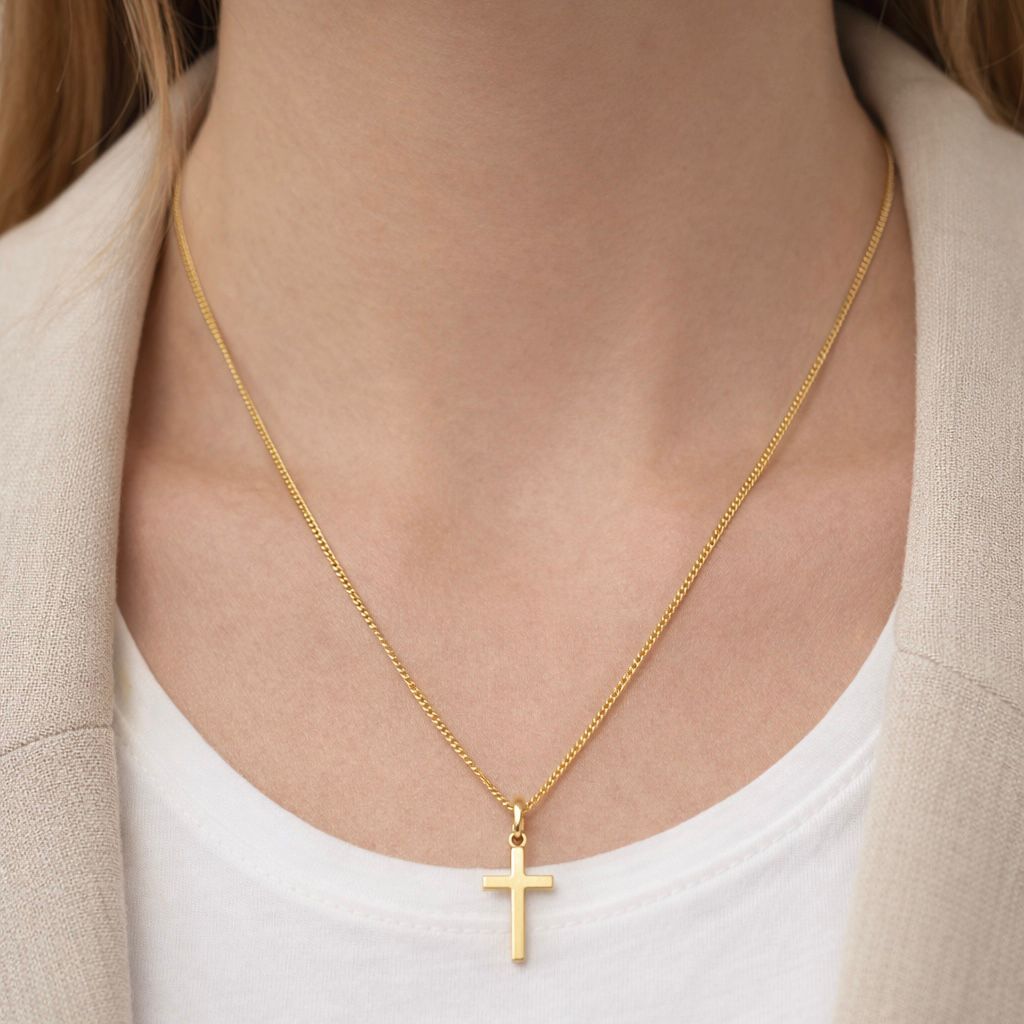 CONJUNTO DE ORO 18 KILATES CON DIJE DE CRUZ