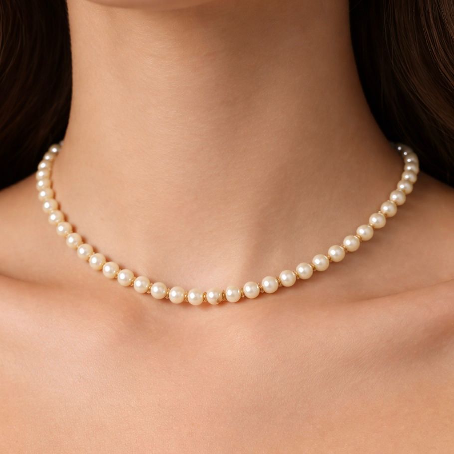 GARGANTILLA DE PERLAS NATURALES CON ORO 18 KILATES