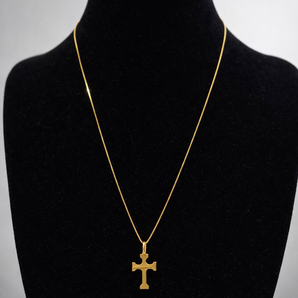 CONJUNTO CADENA Y DIJE CRUZ EN ORO 18K
