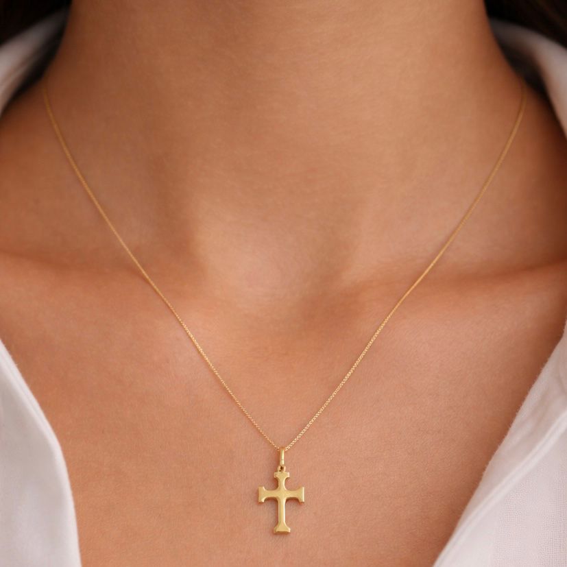 CONJUNTO CADENA Y DIJE CRUZ EN ORO 18K