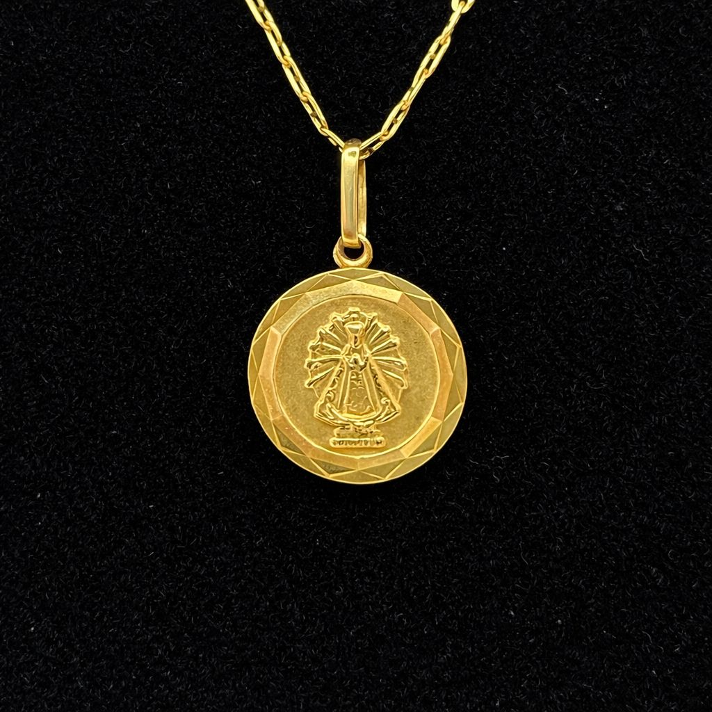 CONJUNTO CADENA DIJE VIRGEN DE LUJÁN EN ORO 18K
