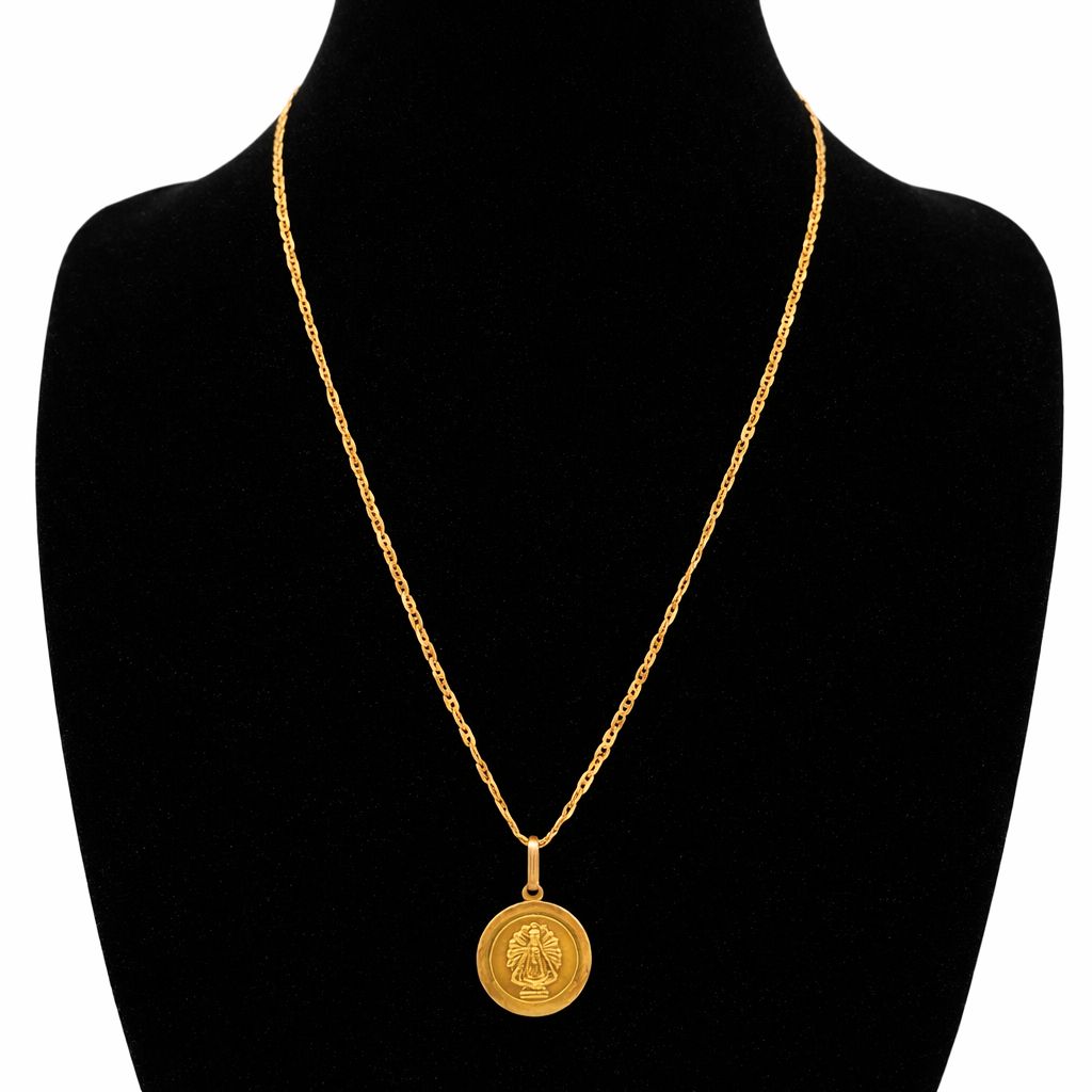 CONJUNTO CADENA DIJE VIRGEN DE LUJÁN EN ORO 18K