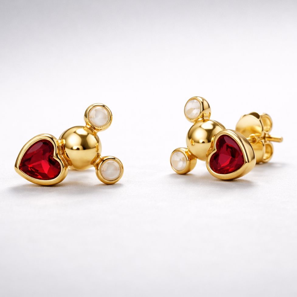 ARO EN ORO 18K CON CIRCÓN ROJO Y DETALLES OPALESCENTES