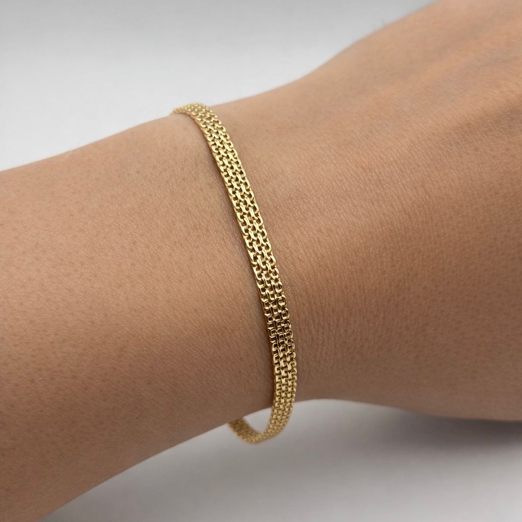 PULSERA EN ORO 18K ESLABONES DOBLES
