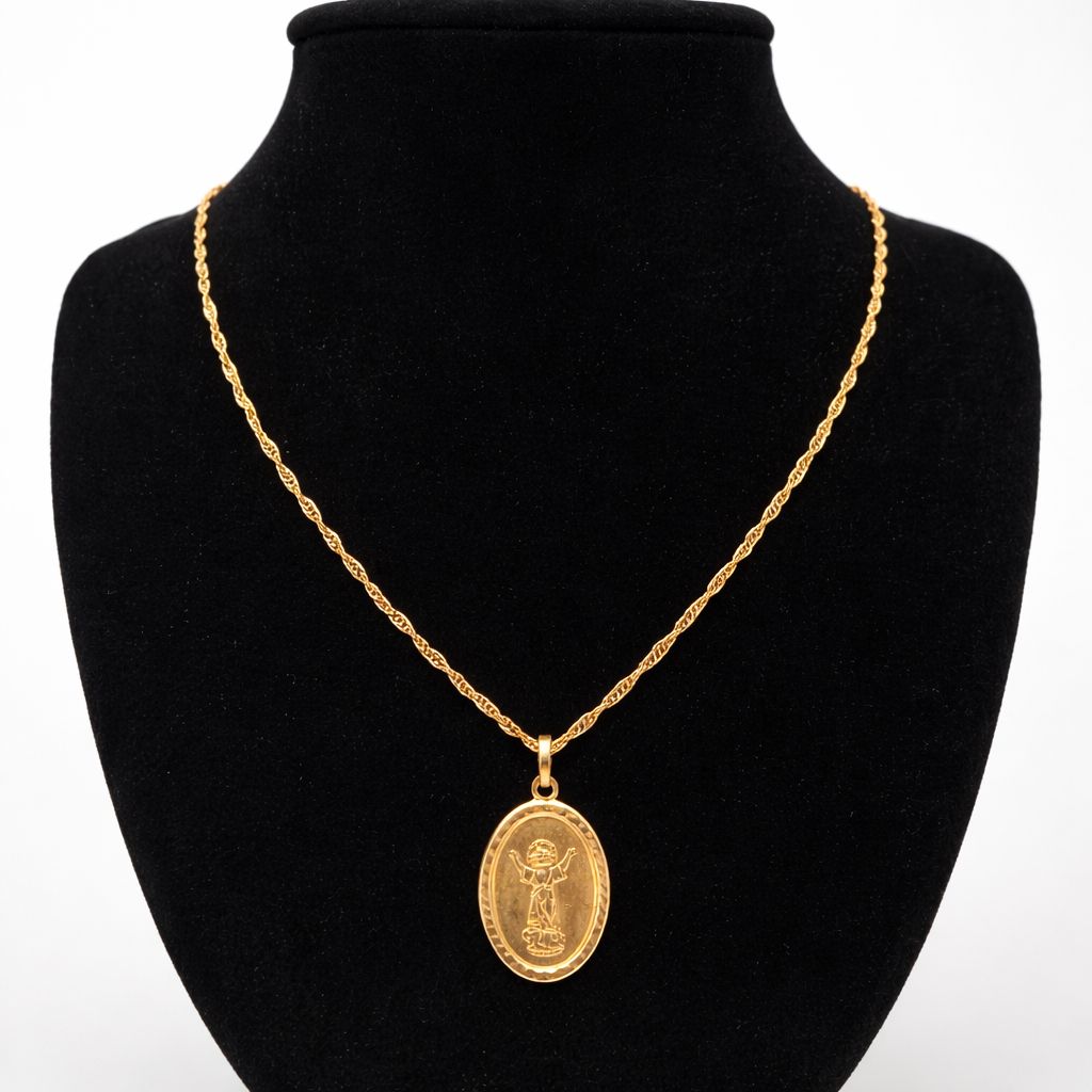 CONJUNTO EN ORO 18K C/ DIJE NIÑO JESÚS
