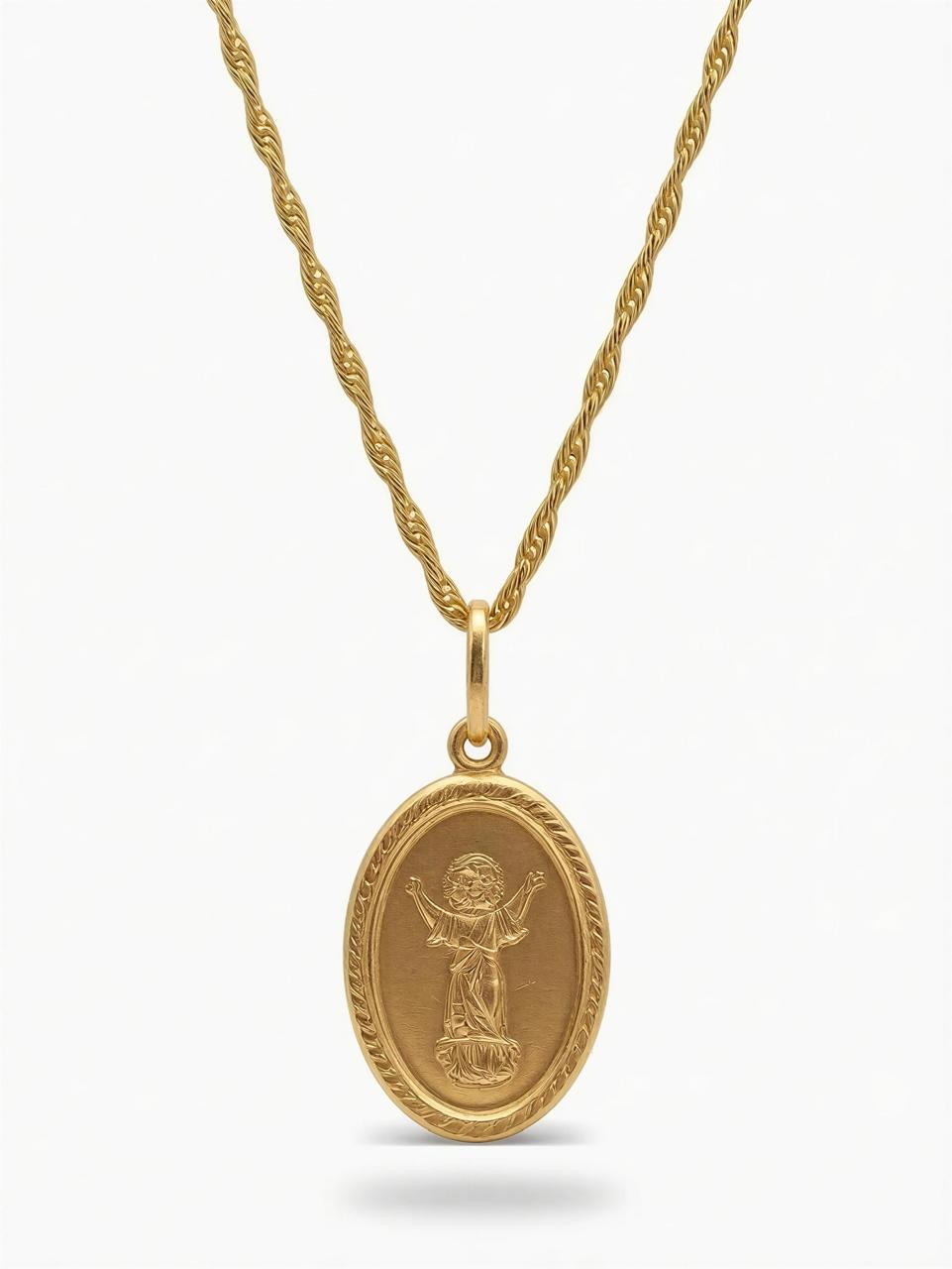 CONJUNTO EN ORO 18K C/ DIJE NIÑO JESÚS