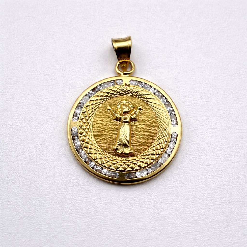 DIJE NIÑO JESÚS EN ORO 18K C/ CIRCONES