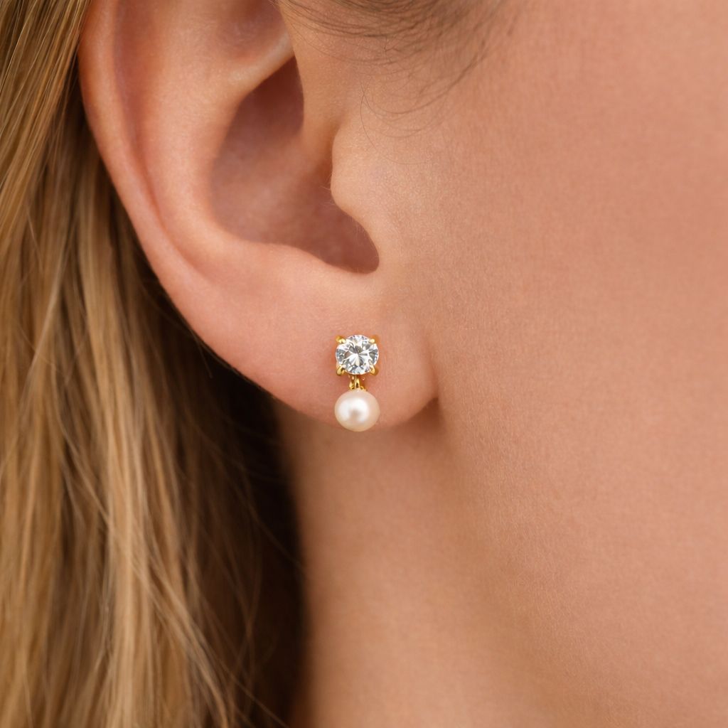 ARO DE ORO 18K C/ BRILLANTE Y PERLA