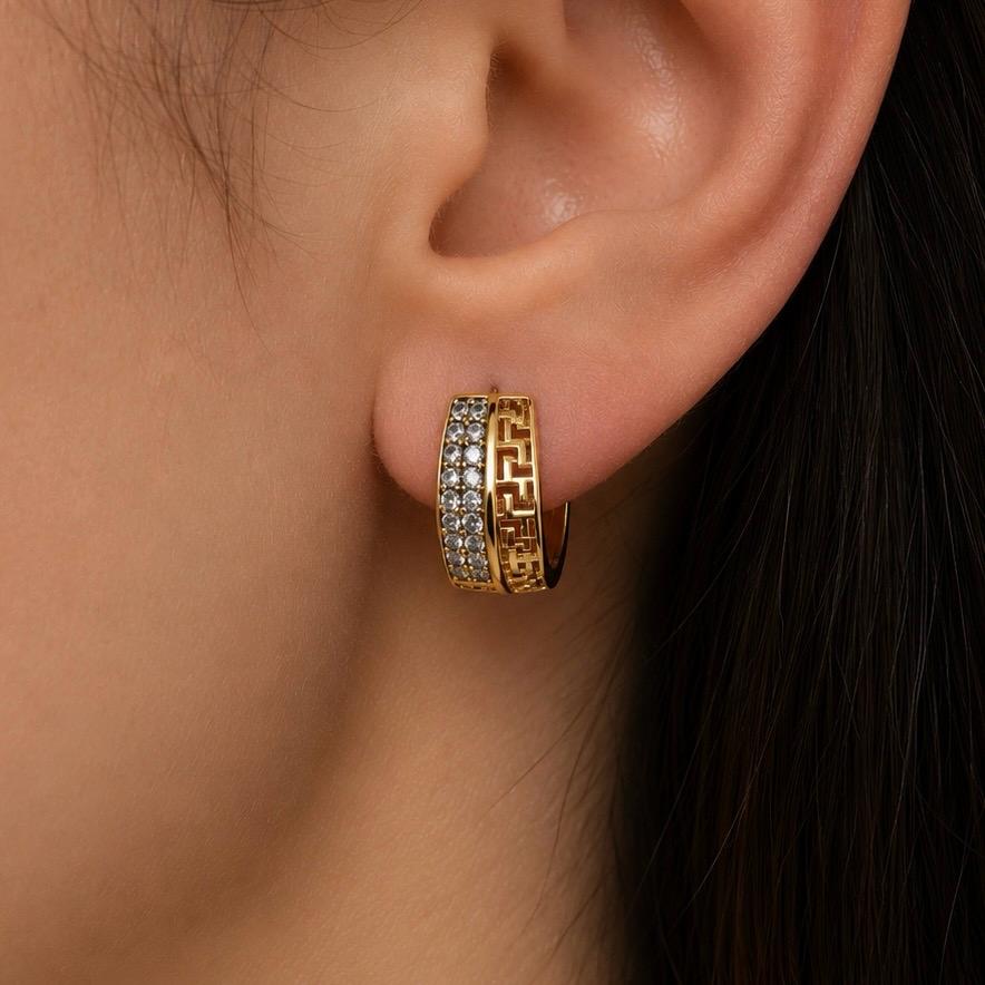 AROS TIPO ARGOLLA CON CIRCONES DE ORO 18K