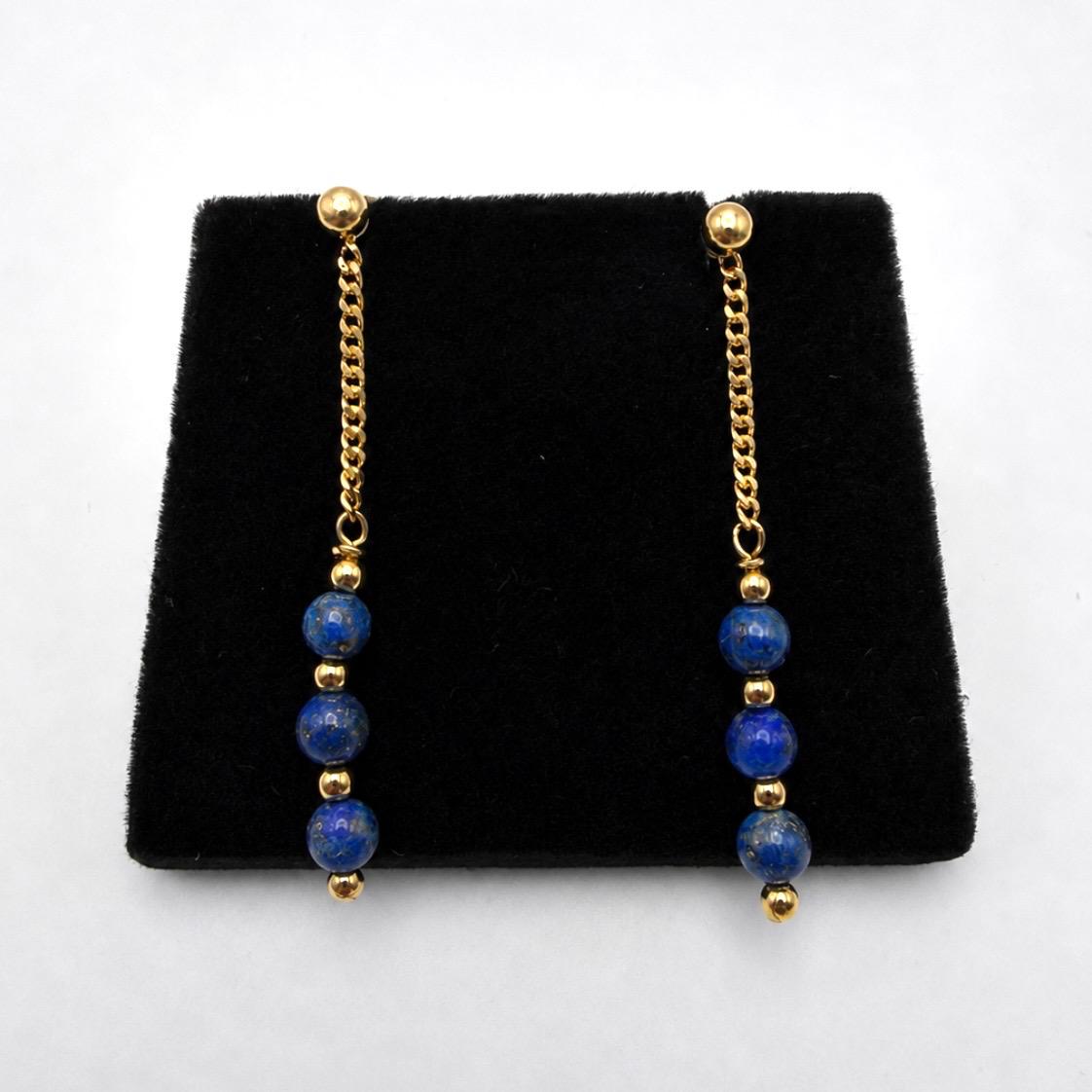AROS COLGANTES CON LAPISLÁZULI EN ORO 18K