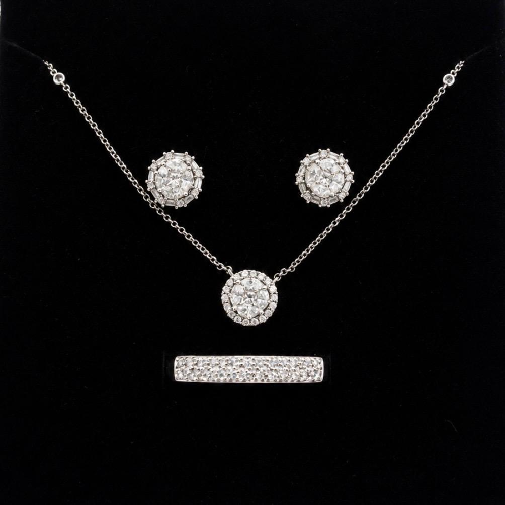 JUEGO DE BRILLANTES EN ORO BLANCO 18K