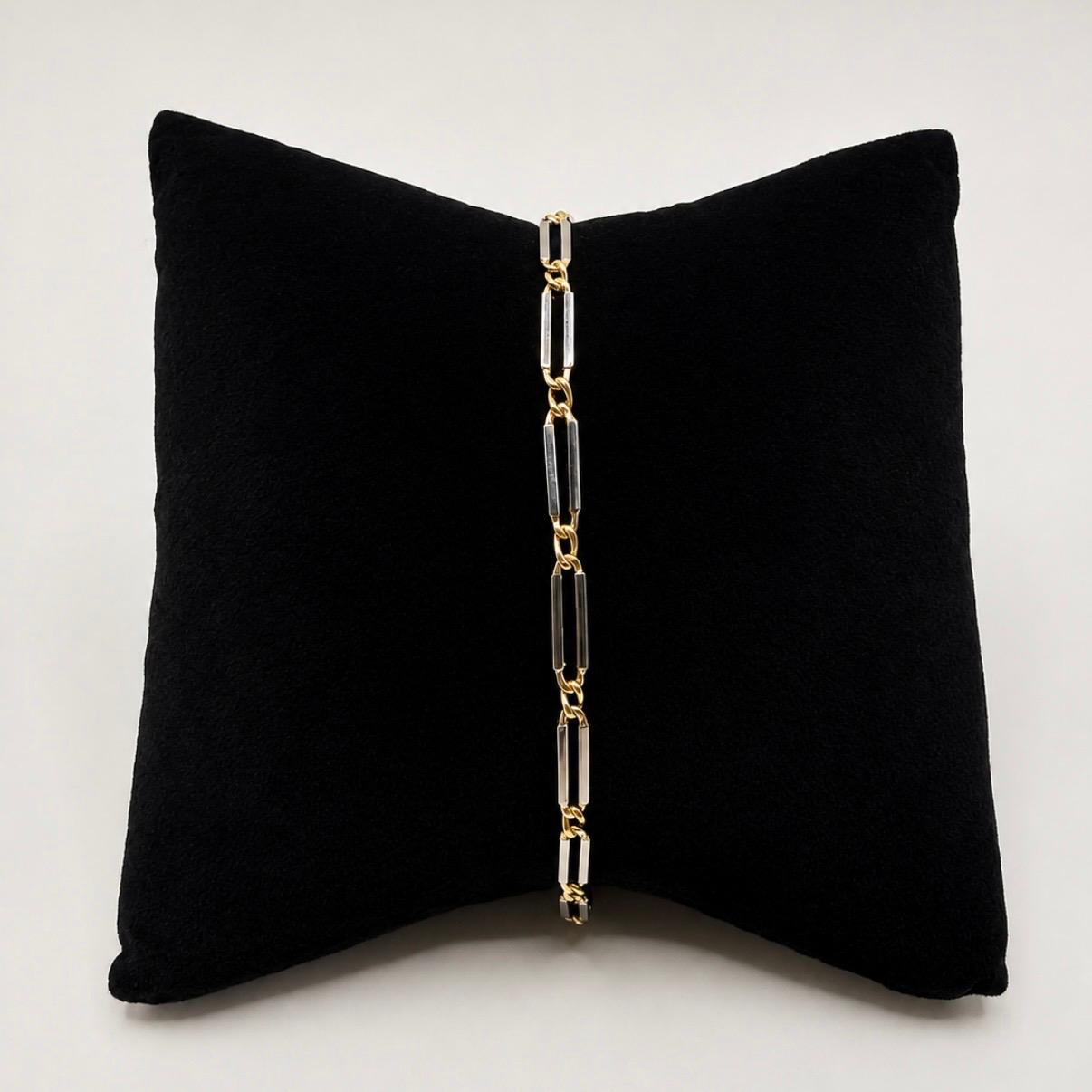 PULSERA BICOLOR DE ESLABONES ALARGADOS EN ORO 18K