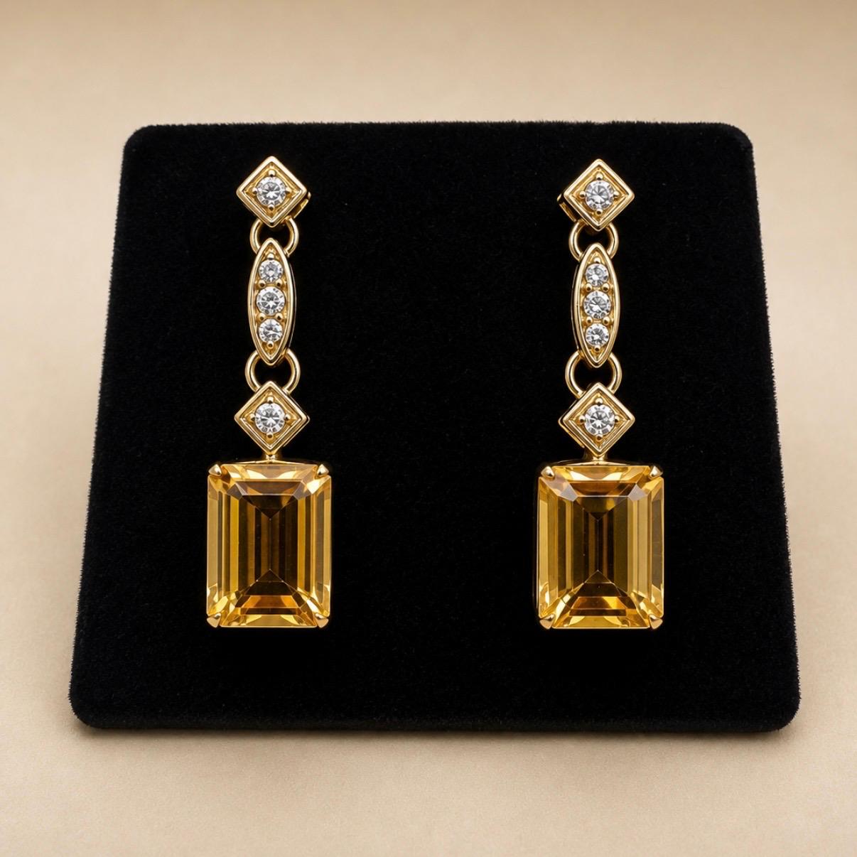 CONJUNTO EN ORO 18K CON CITRINOS Y BRILLANTES