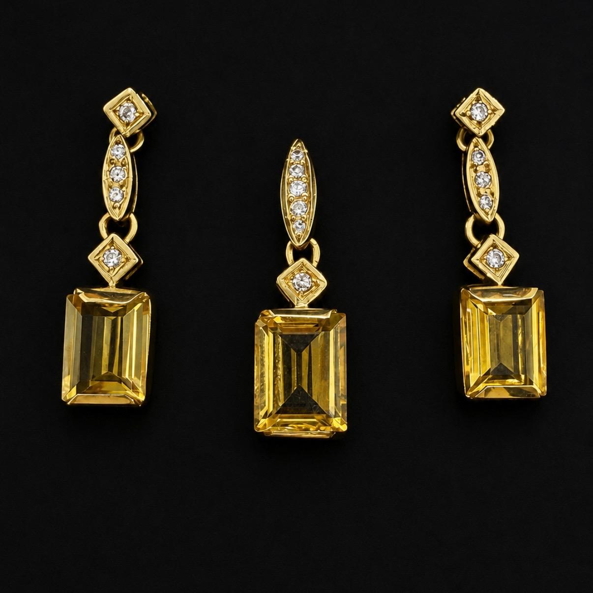 CONJUNTO EN ORO 18K CON CITRINOS Y BRILLANTES