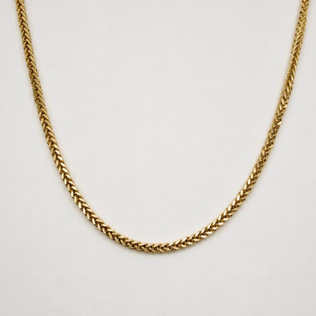 CADENA ESPIGA TRENZADA EN ORO 18K