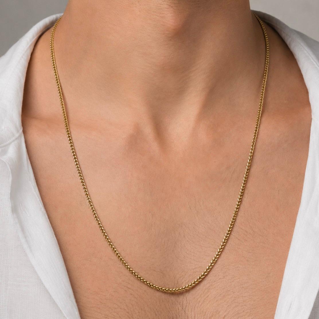 CADENA ESPIGA TRENZADA EN ORO 18K