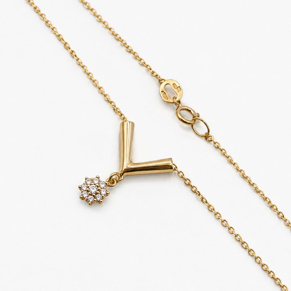GARGANTILLA CON DIJE INTEGRADO Y CIRCONES EN ORO 18K