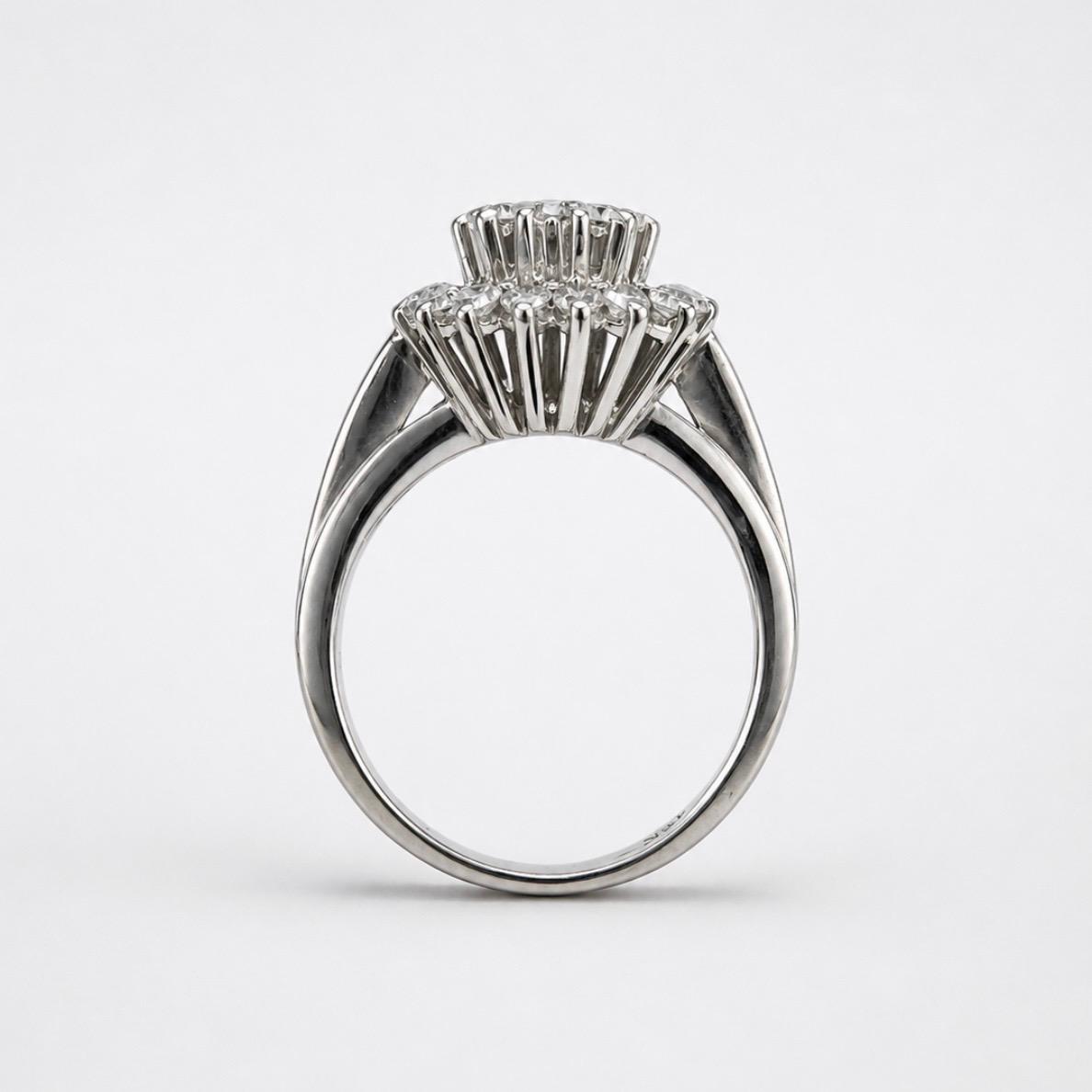 ANILLO ROSETA DOBLE HALO EN ORO BLANCO 18K CON 1,14 CT EN BRILLANTES