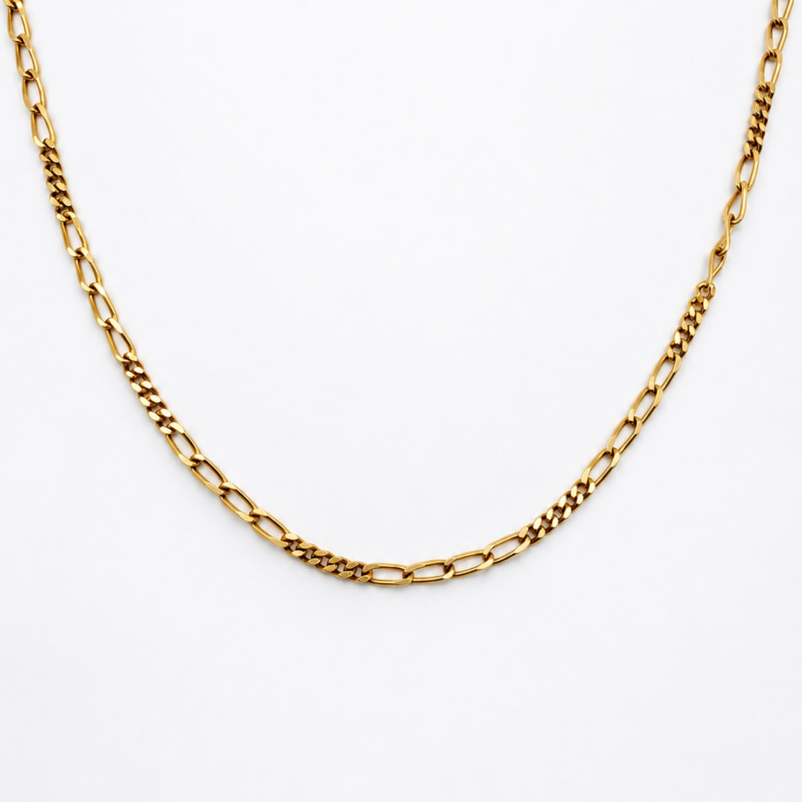CADENA FÍGARO ALTERNADA EN ORO 18K