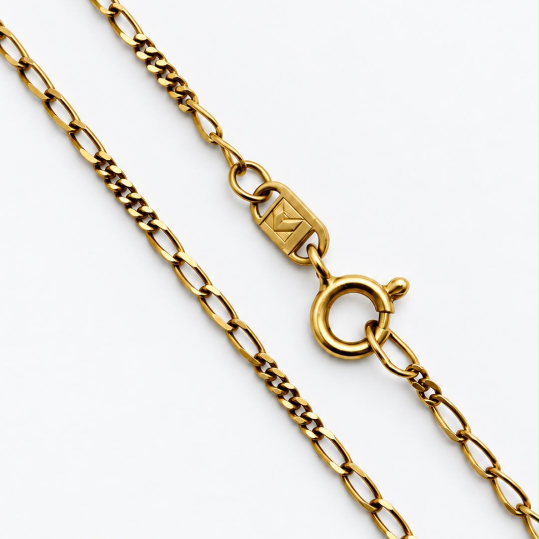 CADENA FÍGARO ALTERNADA EN ORO 18K