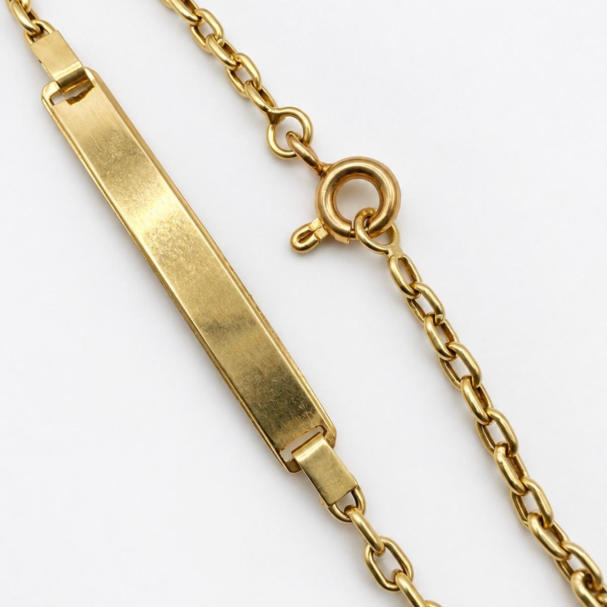 PULSERA INFANTIL CON PLACA PERSONALIZABLE EN ORO 18K