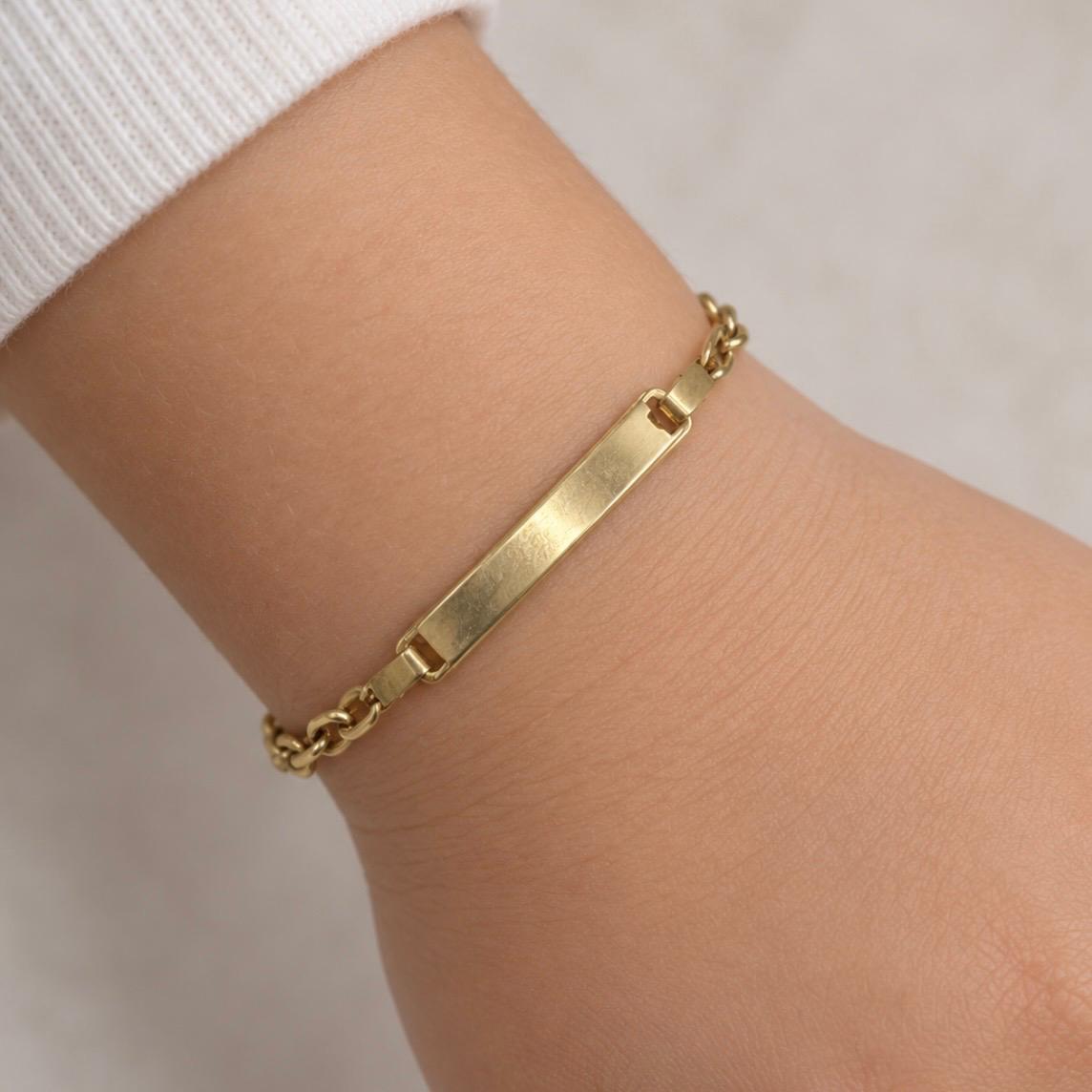 PULSERA INFANTIL CON PLACA PERSONALIZABLE EN ORO 18K