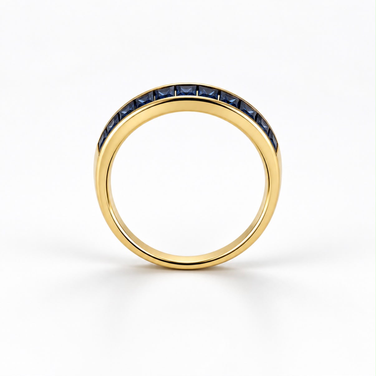ANILLO MEDIO SIN FIN CON ZAFIROS EN ORO 18K