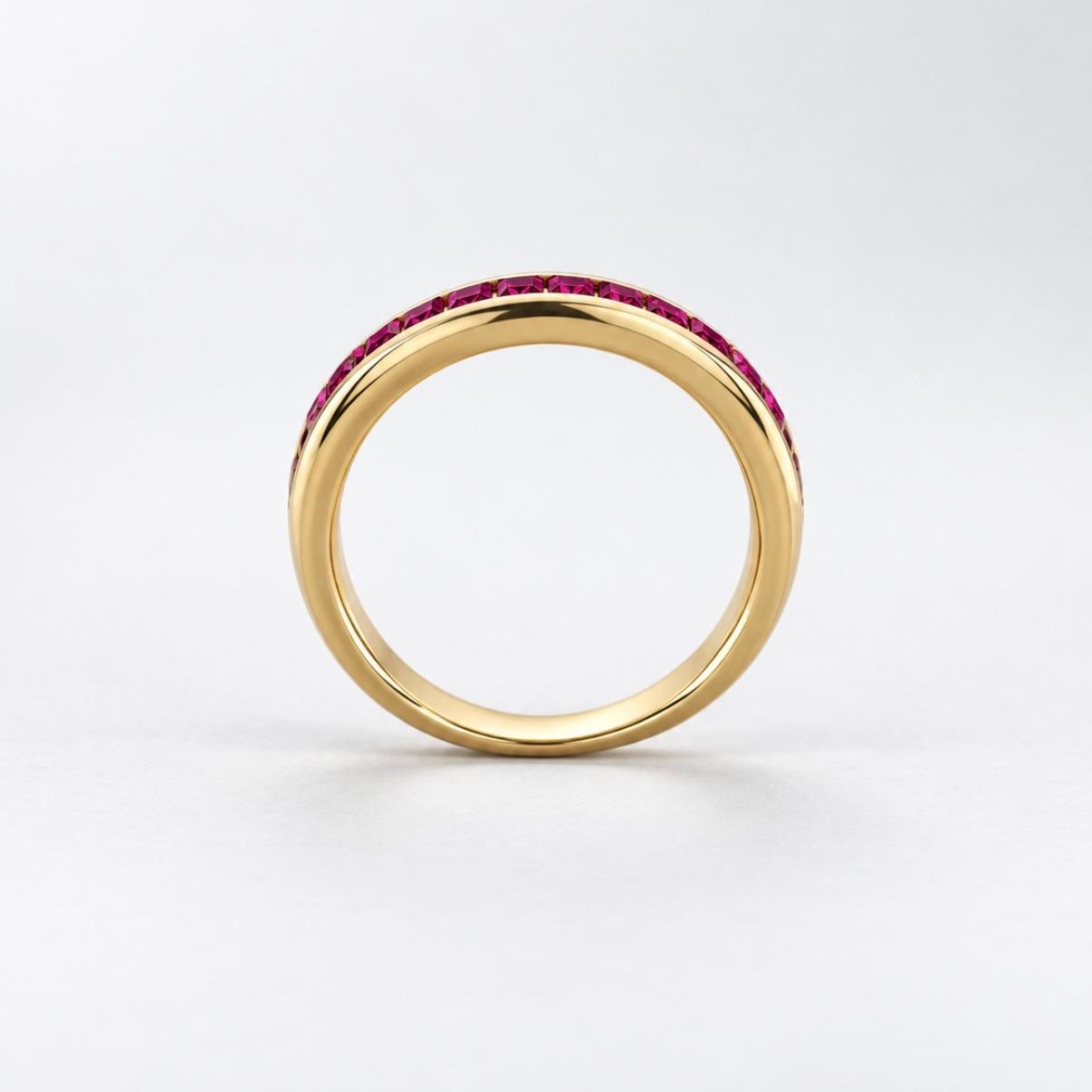 ANILLO MEDIO SIN FIN EN ORO 14K CON 1,60 CT EN RUBÍES