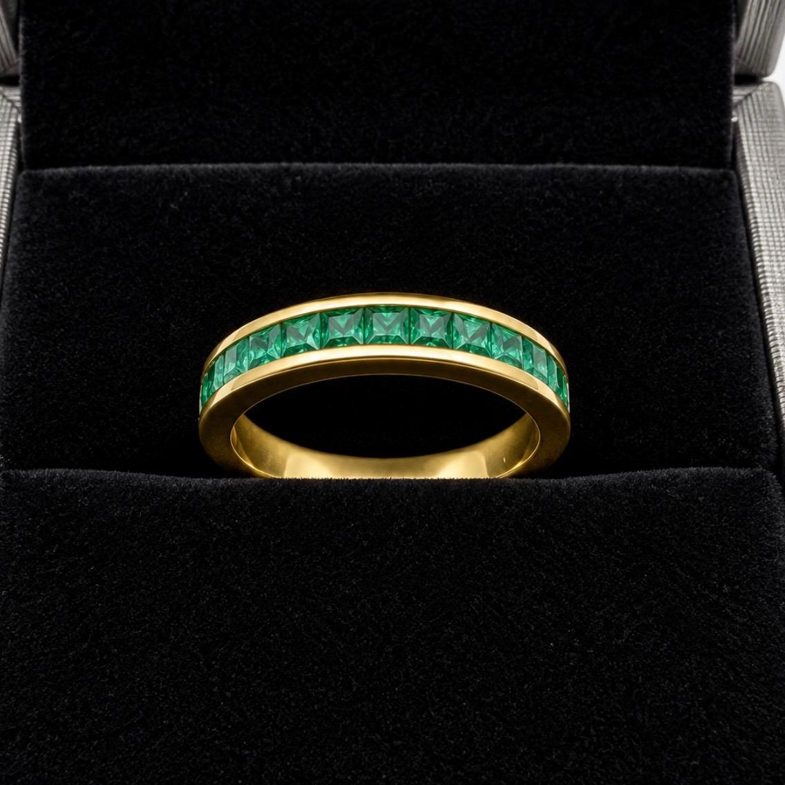 ANILLO MEDIO SIN FIN EN ORO 14K CON 1,50 CT EN ESMERALDAS