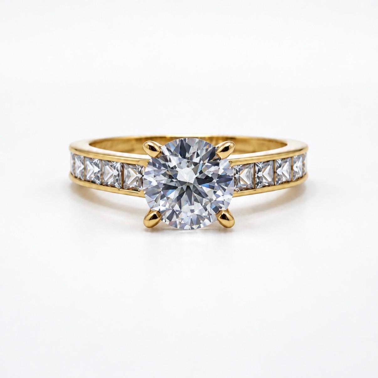 ANILLO SOLITARIO EN ORO 18K CON CIRCONES