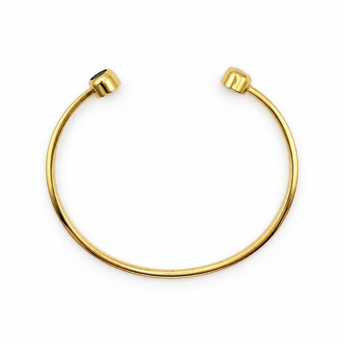PULSERA RÍGIDA ABIERTA EN ORO 18K CON PIEDRAS VERDES
