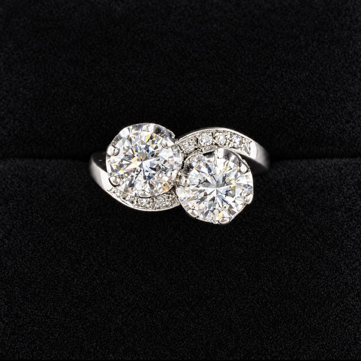 ANILLO TOI ET MOI EN ORO BLANCO 18K CON BRILLANTES NATURALES