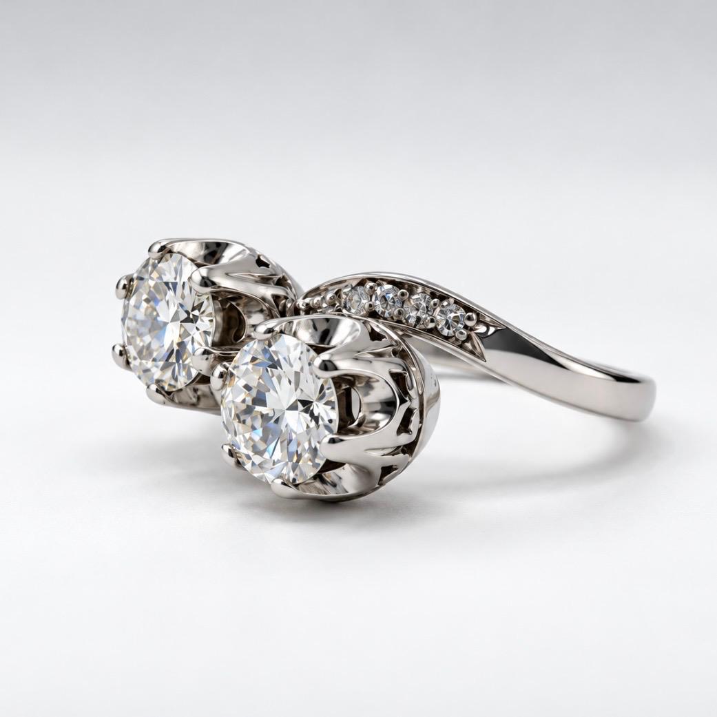 ANILLO TOI ET MOI EN ORO BLANCO 18K CON BRILLANTES NATURALES
