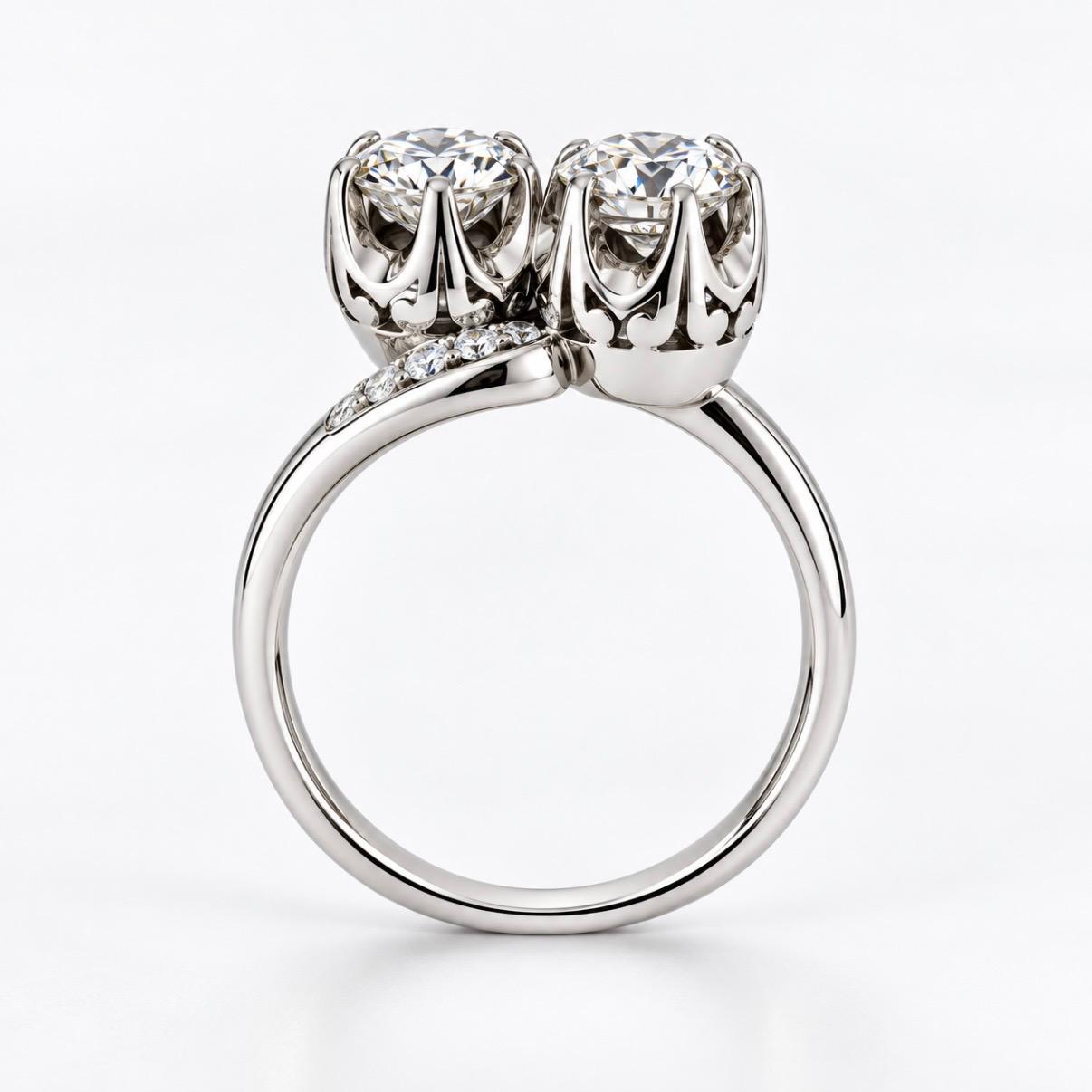 ANILLO TOI ET MOI EN ORO BLANCO 18K CON BRILLANTES NATURALES