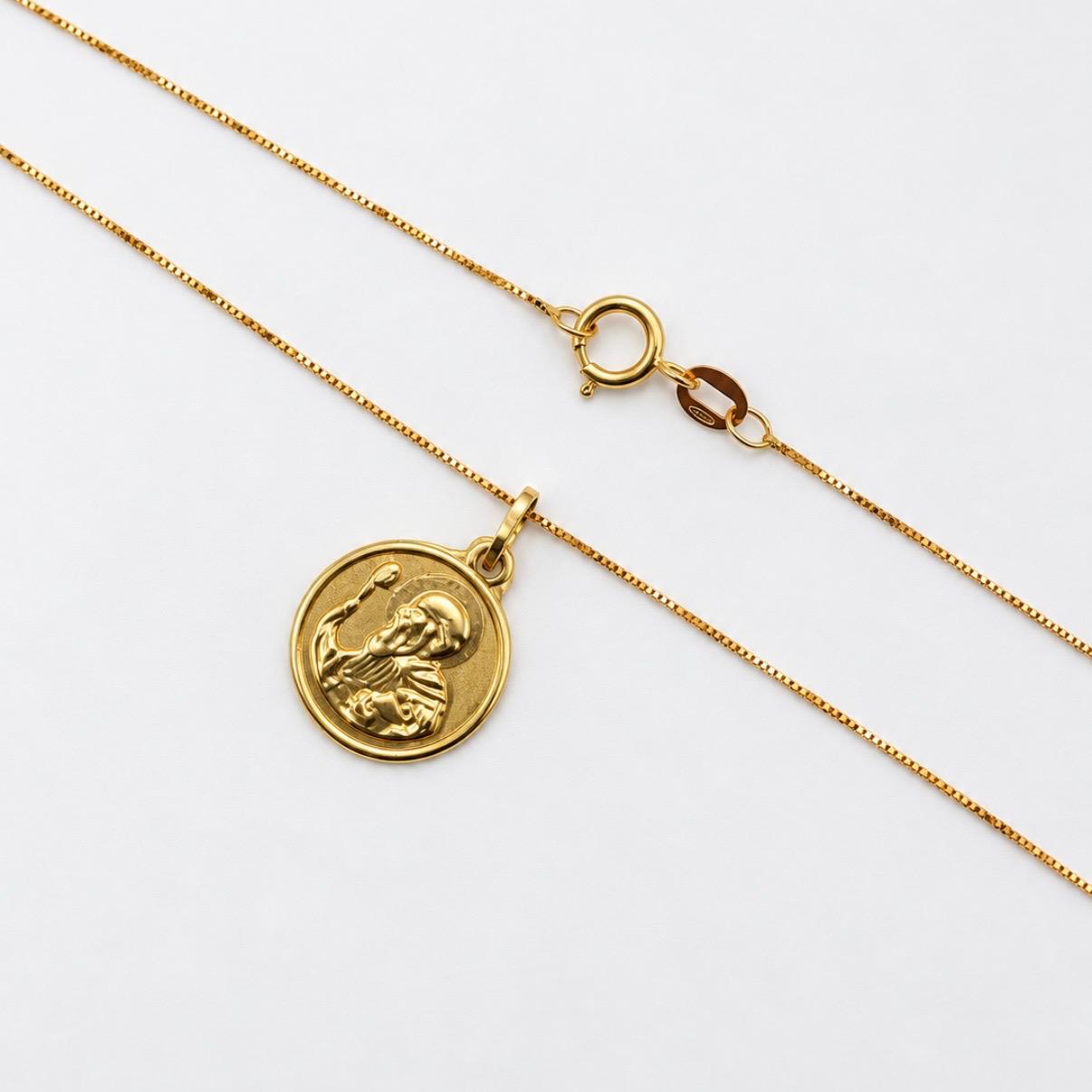 CONJUNTO SAN BENITO CON CADENA VENECIANA ITALIANA EN ORO 18K