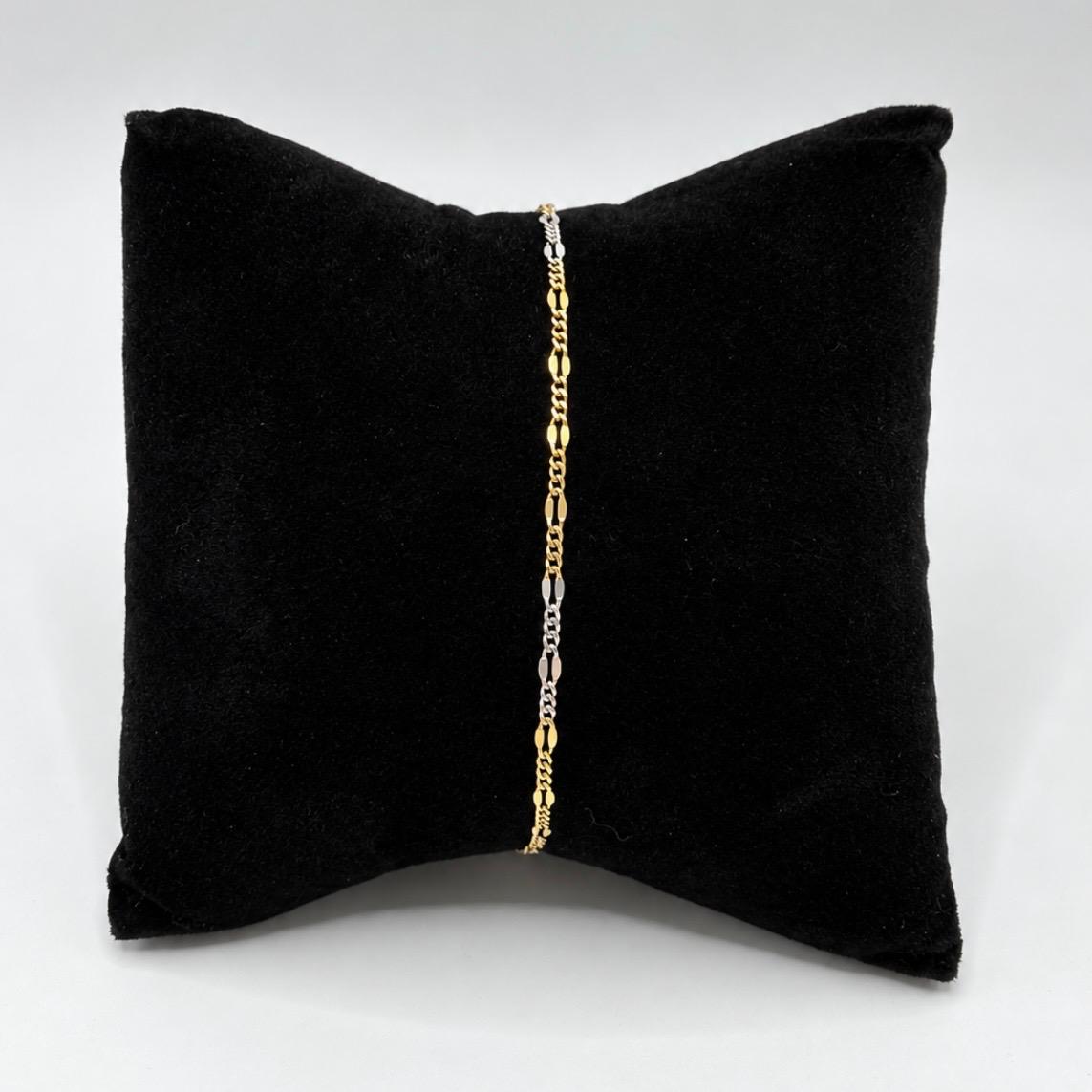 PULSERA BICOLOR DE ESLABONES COMBINADOS EN ORO 18K