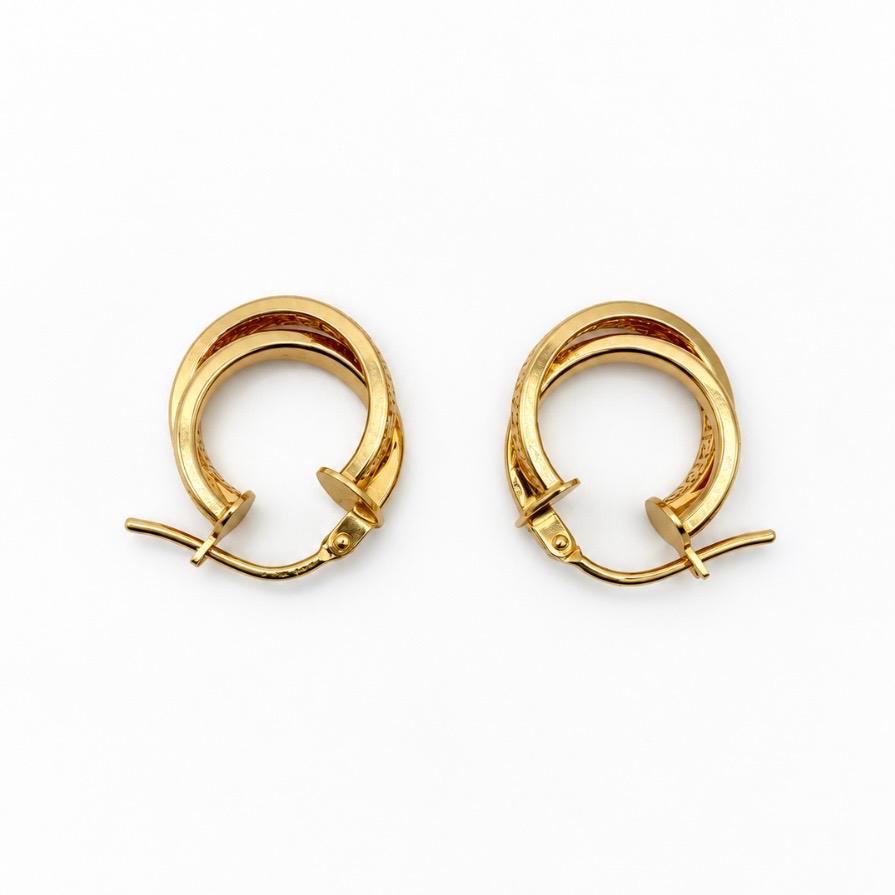 AROS ARGOLLA ENTRELAZADA CON GRECA EN ORO 18K