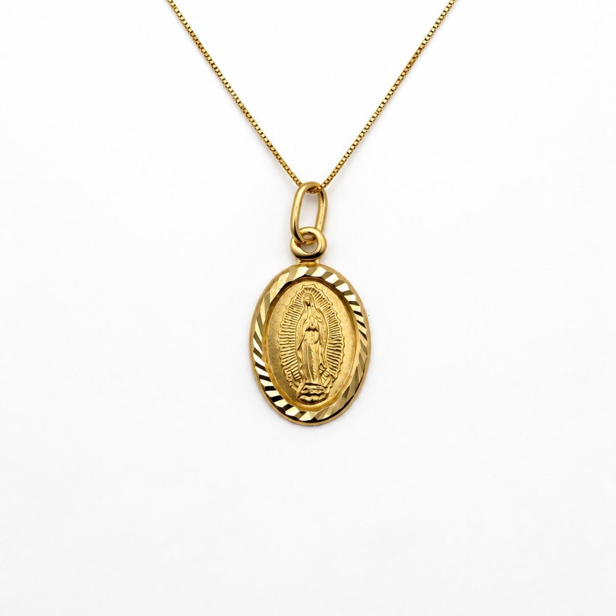 CONJUNTO VIRGEN DE GUADALUPE VENECIANA ITALIANA EN ORO 18K